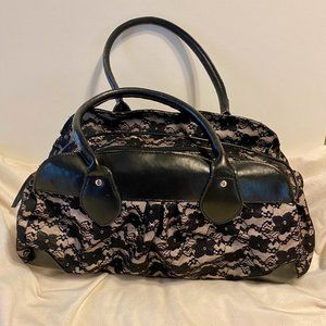 Nude / Black Lace handbag